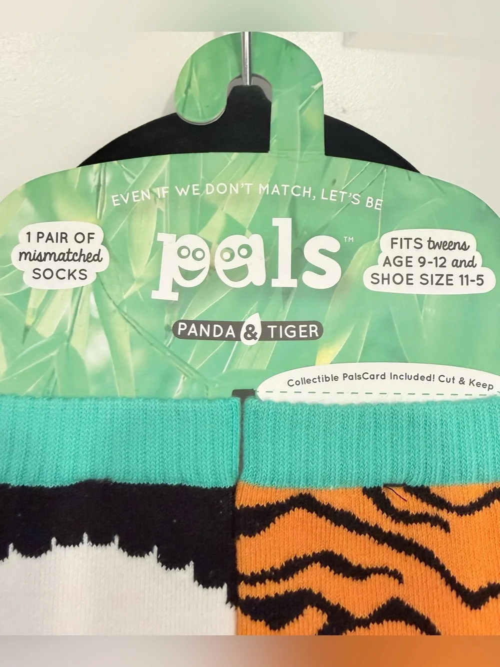 Pals Panda & Tiger Mismatched Socks Kids 9-12 NWT